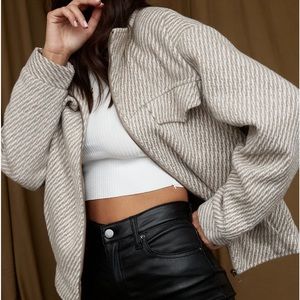 Marina Taupe Wool Moto Jacket
